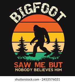 Big foot t shirt and sticker design with vintage effect