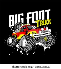 Big Foot Truck Monster Design For Tees Print.