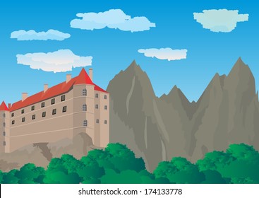 Big fort castle in mountains