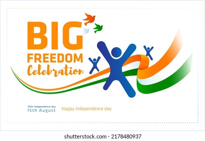 Big Freedom celebration concept for independence day sale promo with concept with tricolor. August 15.