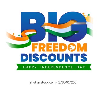 Big freedom Discounts design template for independence day. Promo concept for august 15. Freedom sales graphical concept. 