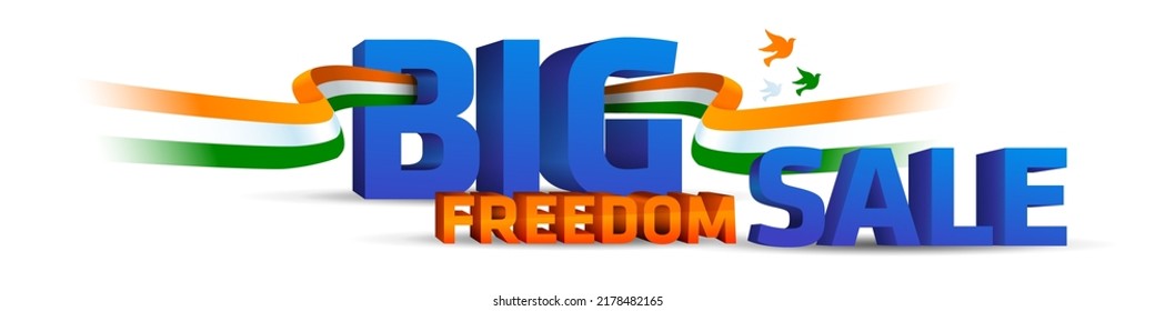 Big Freedom sale promo with tricolor. Independence Day promo unit for August 15th.