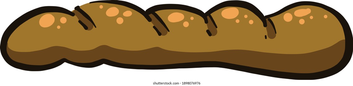 Big french bread, illustration, vector on a white background.