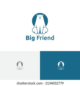 Big Friend Bear Sit Friendly Animal Logo Template