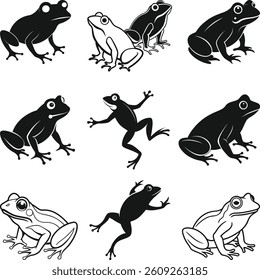 Big Froggy Bundle Silhouette, Frog Vector Silhouette