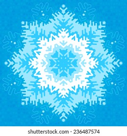 Big frosty snowflake with patterned edges. Vector illustration.