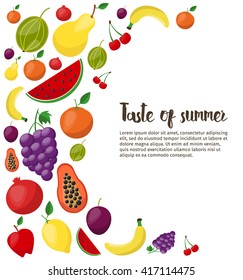 Big fruit icons vector set. Modern flat design. Isolated objects. 