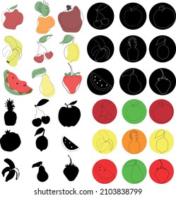 Big fruits element set icons