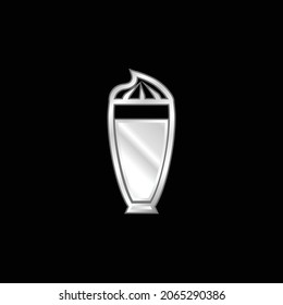 Big Full Drink Glass From Side View silver plated metallic icon