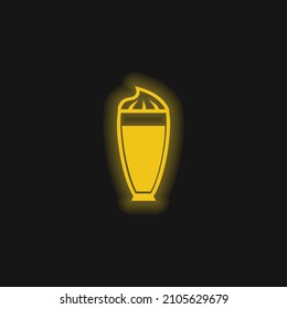 Big Full Drink Glass From Side View yellow glowing neon icon
