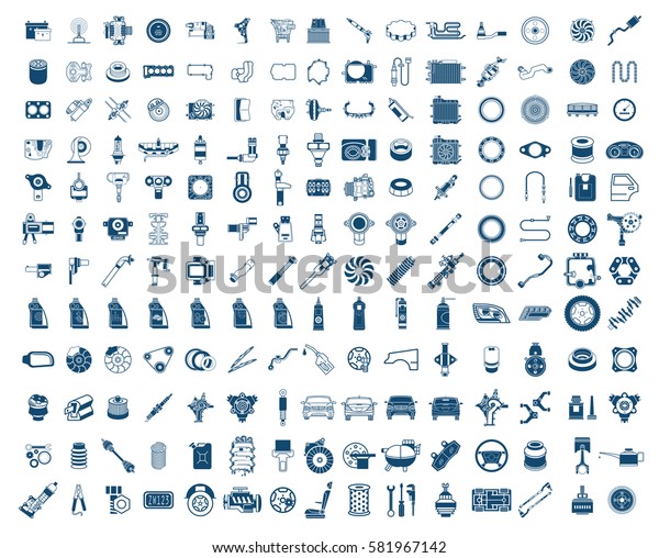 Gran garaje. Las piezas de camión vectorial establecen detalles de