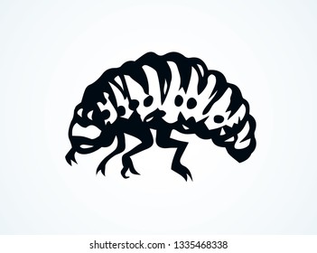 Big garden plant fauna on white paper space for text. Freehand outline black ink hand drawn wild male harm emblem logo pictogram sketchy in art retro doodle cartoon style. Closeup micro detail view