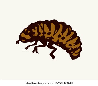 Big garden plant fauna on white paper text space. Freehand outline black ink pen hand drawn wild male harm emblem logo pictogram sketchy in art retro doodle cartoon style. Closeup micro detail view