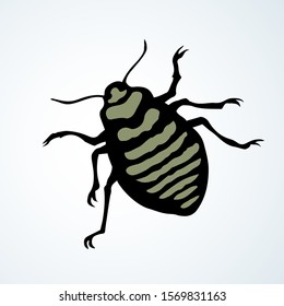 Big garden plant fauna on white paper text space. Freehand outline black ink pen hand drawn wild male harm emblem logo pictogram sketchy in art retro doodle cartoon style. Closeup micro detail view