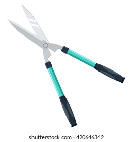 Big gardening scissors hand work vector illustration isolated on a white background