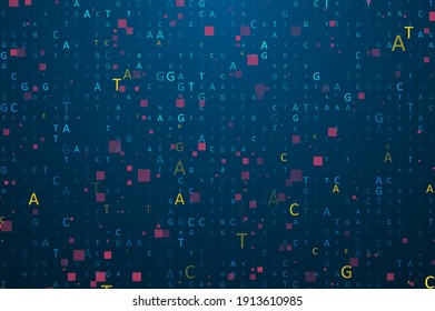 Big genomic data visualization. Digital AGCT "code". Four bases of DNA pairing. Graphic concept for your design