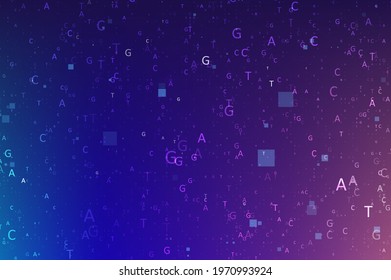 Big genomic data visualization. Digital AGCT "code". Four bases of DNA pairing. Graphic concept for your design