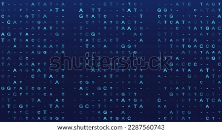 Big genomic data visualization. Digital AGCT "code". Four bases of DNA pairing. Graphic concept for your design