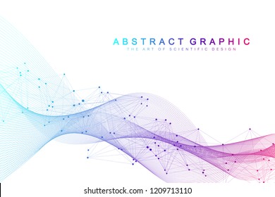 Big Genomic Data Visualization. DNA helix, DNA strand, DNA Test. Molecule or atom, neurons. Abstract structure for Science or medical background, banner