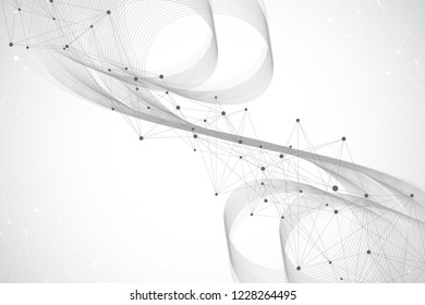 Big Genomic Data Visualization. DNA helix, DNA strand, DNA Test. Molecule or atom, neurons. Abstract structure for Science or medical background, banner