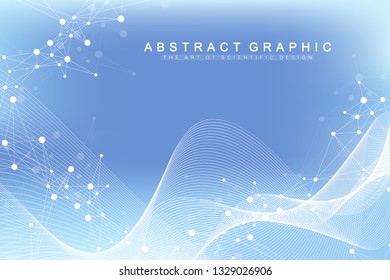 Big Genomic Data Visualization. DNA helix, DNA strand, DNA Test. Molecule or atom, neurons. Abstract structure for Science or medical background, banner.
