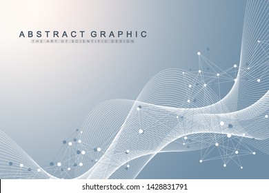 Big Genomic Data Visualization. DNA helix, DNA strand, DNA Test. Molecule or atom, neurons. Abstract structure for Science or medical background, banner.