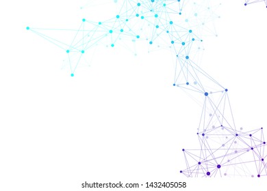 Big Genomic Data Visualization. DNA helix, DNA strand, DNA Test. Molecule or atom, neurons. Abstract structure for Science or medical background, banner.