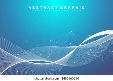 Big Genomic Data Visualization. DNA helix, DNA strand, DNA Test. Molecule or atom, neurons. Abstract structure for Science or medical background, banner