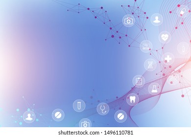 Big Genomic Data Visualization. DNA helix, DNA strand, DNA Test. Molecule or atom, neurons. Abstract structure for Science or medical background, banner