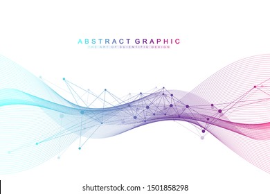 Big Genomic Data Visualization. DNA helix, DNA strand, DNA Test. Molecule or atom, neurons. Abstract structure for Science or medical background, banner.