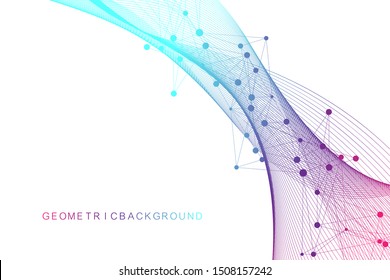 Big Genomic Data Visualization. DNA helix, DNA strand, DNA Test. Molecule or atom, neurons. Abstract structure for Science or medical background, banner.