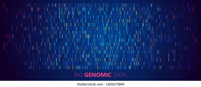 Big Genomic Data Visualization. DNA Test, Genom Map Analysis Visualization. Vector Template.