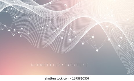 Big Genomic Data Visualization. DNA helix, DNA strand, DNA Test. CRISPR CAS9 - Genetic engineering. Molecule or atom, neurons. Abstract structure for Science or medical background, banner. Wave flow