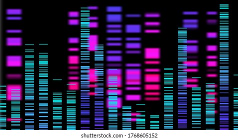 Big Genomic Data Visualization - DNA Test, Barcoding, Genom Map Architecture - Vector Graphic Template