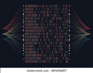 Big genomic data visualization. DNA test, genom map. Graphic concept for your design