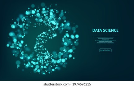 Big genomic data visualization. DNA test, genom map. Glittering dust of lights. Graphic concept for your design