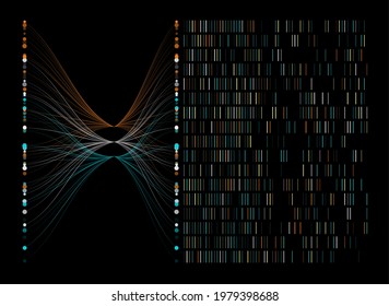 Big genomic data visualization. DNA test, genom map. Graphic concept for your design