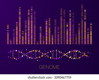 Gran visualización de datos genómicos. Prueba de ADN, mapa del genoma. Concepto gráfico para su diseño