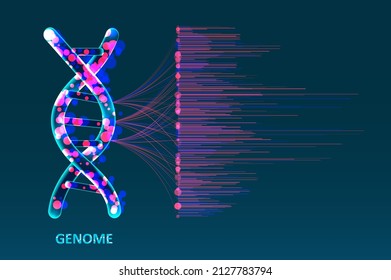 Big genomic data visualization. DNA test, genom map. Graphic concept for your design