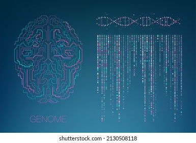 Big genomic data visualization. DNA test, genom map. Graphic concept for your design