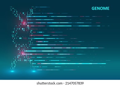 Big genomic data visualization. DNA test, genom map. Graphic concept for your design
