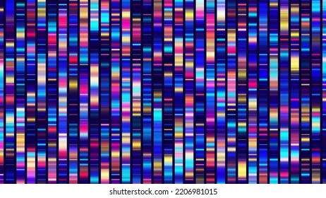 Big Genomic Data Visualization. DNA Test. Genome Sequence Map. Chromosome Architecture, Molecule Sequencing Chart. Genetic Science And Technology Concept. Vector Illustration Background.