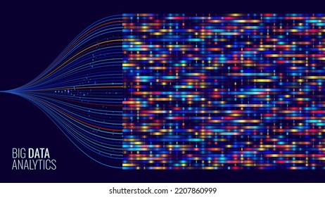 Big Genomic Data Visualization. DNA Test. Genome Sequence Map. Chromosome Architecture, Molecule Sequencing Chart. Genetic Science and Technology Concept. Vector Illustration Background.