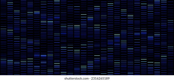 Big Genomic Data Visualization. DNA Test, Genom Map Analysis Visualization. Vector Illustration.