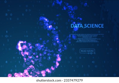 Gran visualización de datos genómicos. Prueba de ADN, mapa del genoma. Resumen de visualización de código binario. Representación de códigos de datos grandes. Secuencia de datos codificados. Concepto gráfico para su diseño