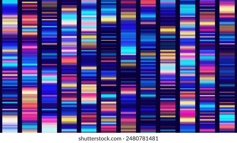 Big Genomic Data Visualization. DNA Test. Genome Sequence Map. Chromosome Architecture, Molecule Sequencing Chart. Genetic Science and Technology Concept. Vector Illustration Background.