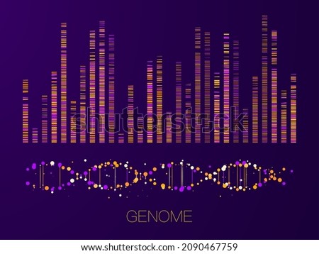 Big genomic data visualization. DNA test, genom map. Graphic concept for your design