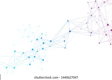 Big Genomic Data Visualization Health Care. DNA helix, DNA strand, DNA Test. Molecule or atom, neurons. Abstract structure for Science or Medical background, banner. Healthcare vector illustration.