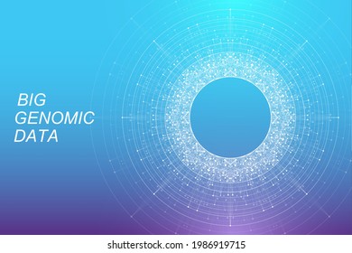 Big Genomic Data Visualization Vector Illustration. Genome Sequence Map. Dna Test Infographic Template