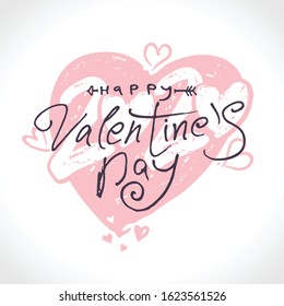 Big gentle Heart 2020. Happy Valentine's Day 2020 modern calligraphy. Valentines day holidays typography print, postcard, t-shirt and more. Vector illustration